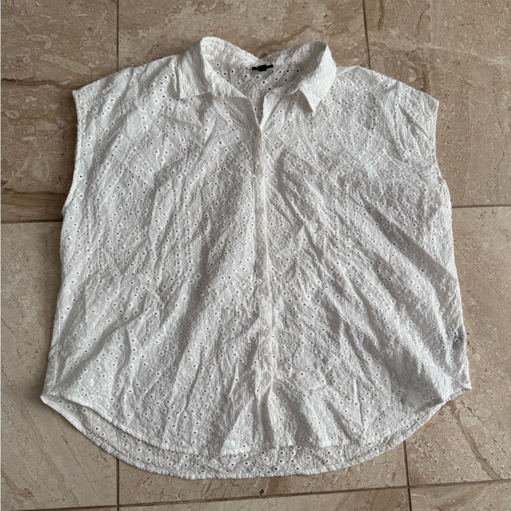 Torrid white eyelet top blouse romantic cotton sleeveless size 2Xl - Picture 1 of 3